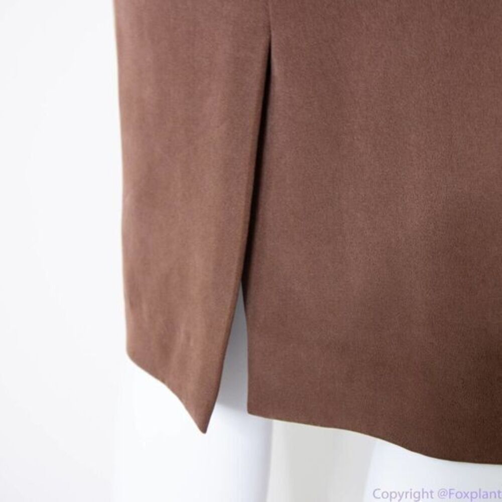 Vintage Spenser Jeremy 100% silk button down short‎ sleeves brown midi dress, 16 - Picture 13 of 16